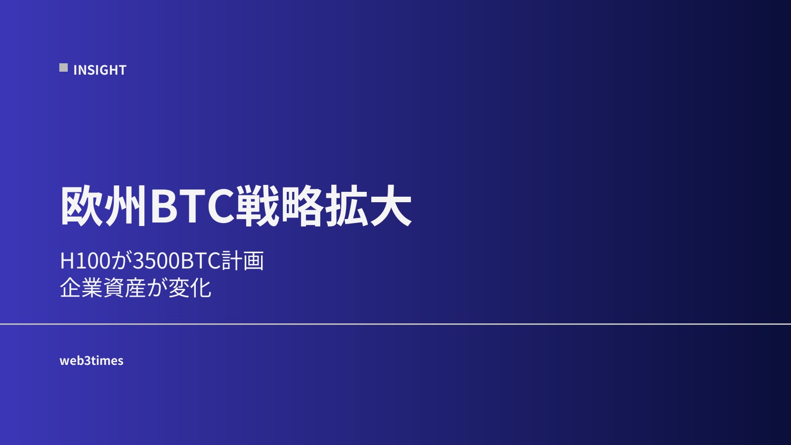 欧州で拡大する企業BTC戦略、H100が3500BTC取得へ