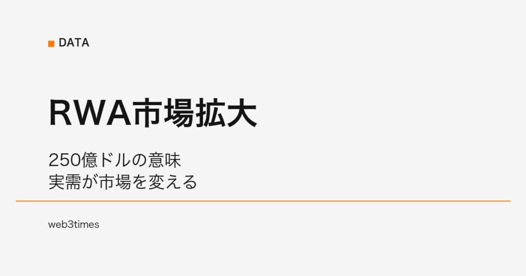 RWA市場250億ドル突破、実需として拡大する理由