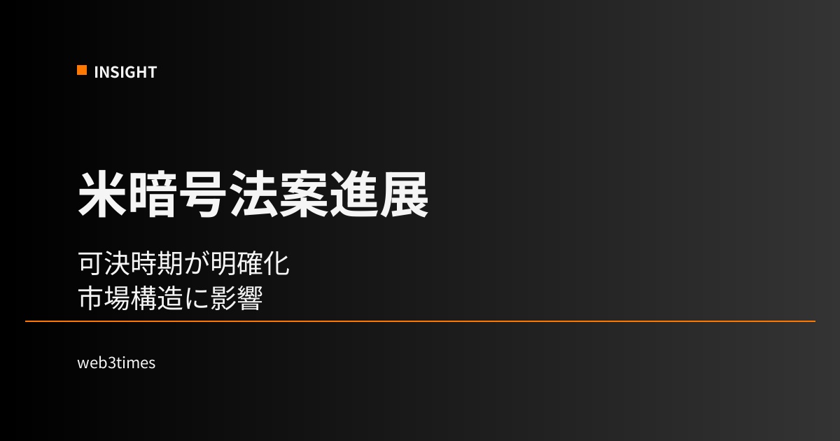 米暗号資産法案の可決時期明示 | ビットコイン市場への構造的影響