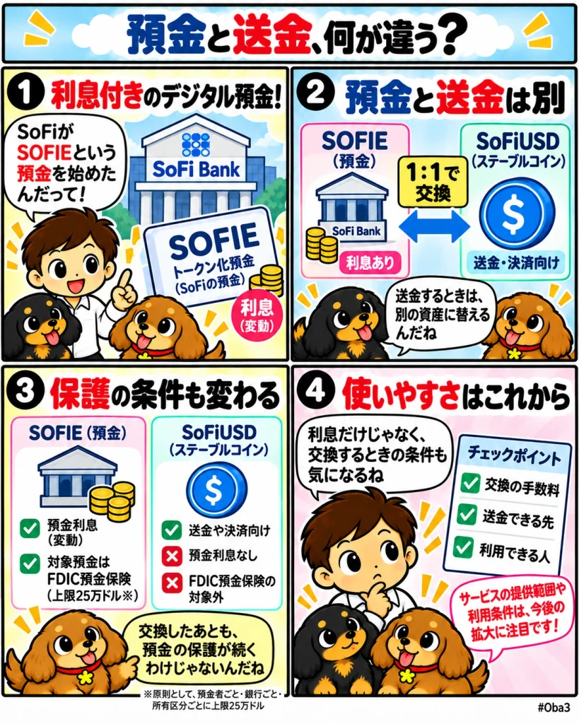 SoFiが利息付き預金トークンSOFIEを提供開始、預金保護とブロックチェーン決済を別商品で接続「預金と送金、何が違う？」